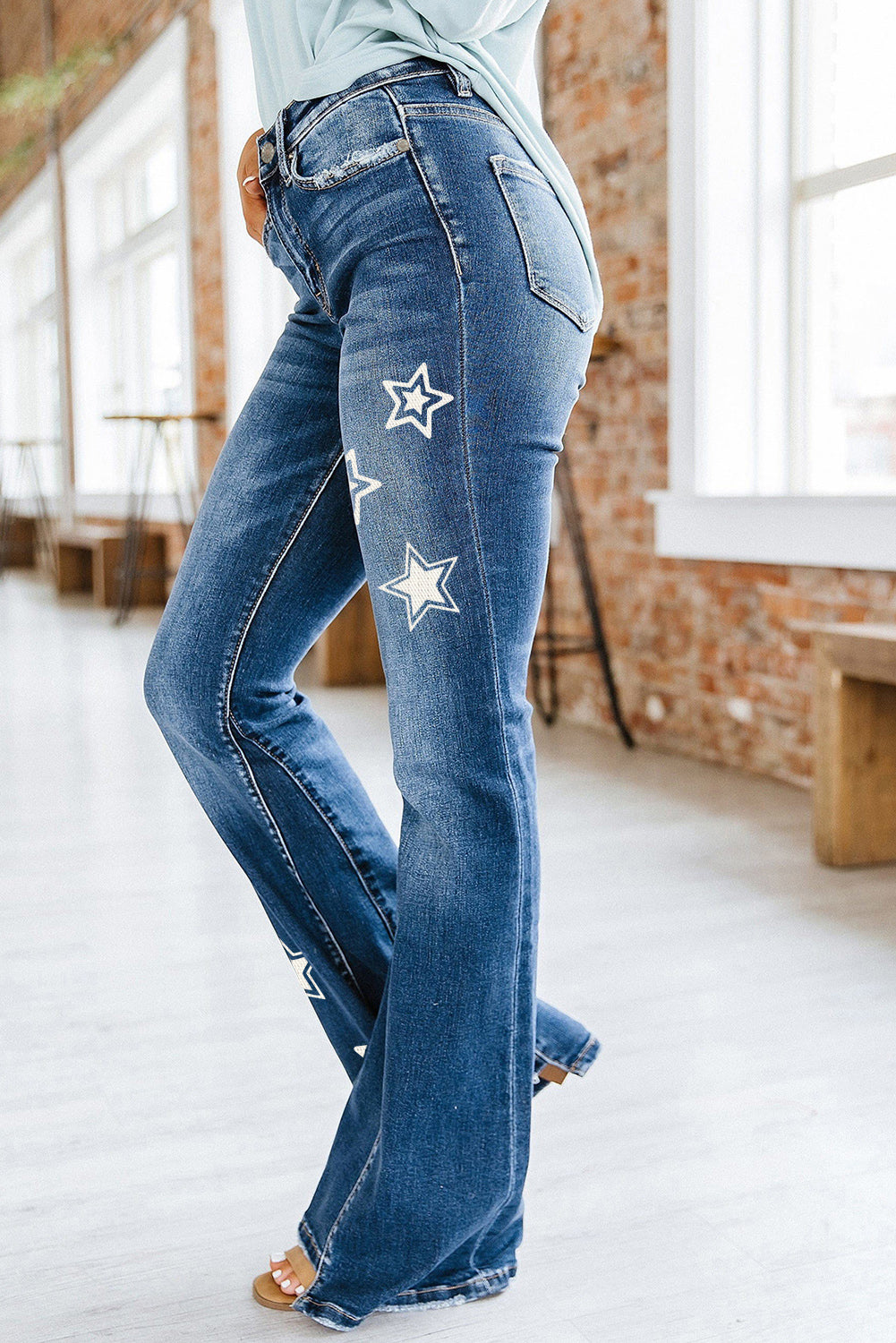 Medium Wash High Rise Flare Jeans