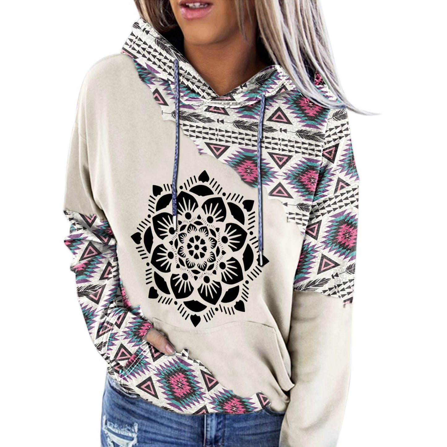 Women's Fashion Casual Ethnic Print Sweatshirt