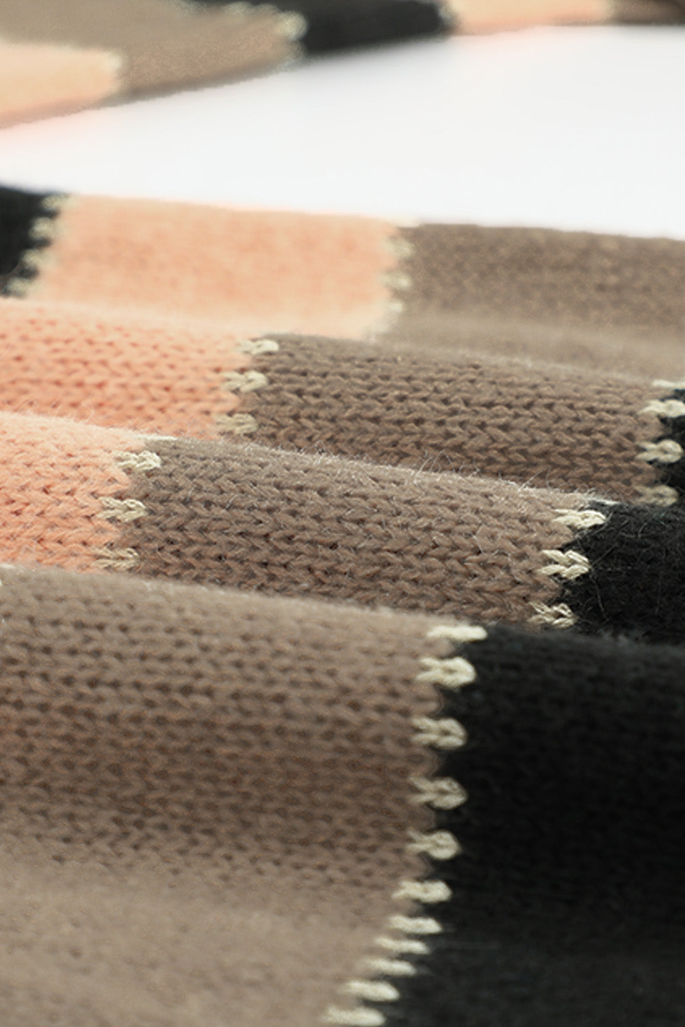 Drop-Shoulder Sleeve Striped Patchwork Pullover Sweater