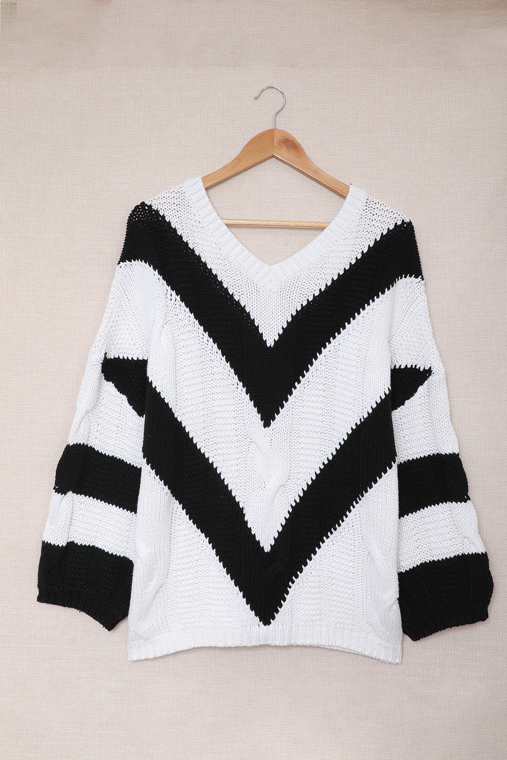 Color Block Drop Shoulder Oversize Sweater