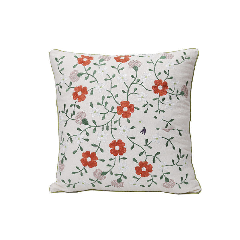Home Embroidery Plants And Flowers Pillow