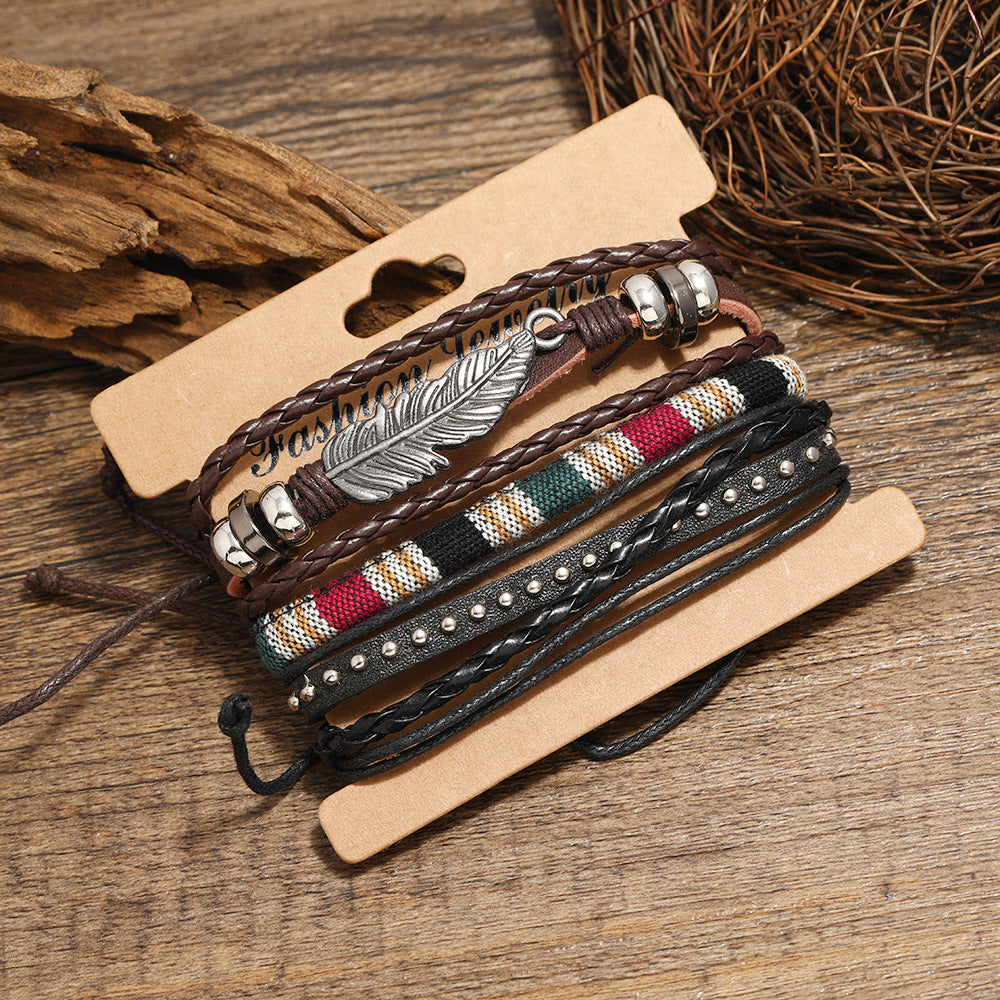 Jewelry Set Alloy Feather Bead Pull