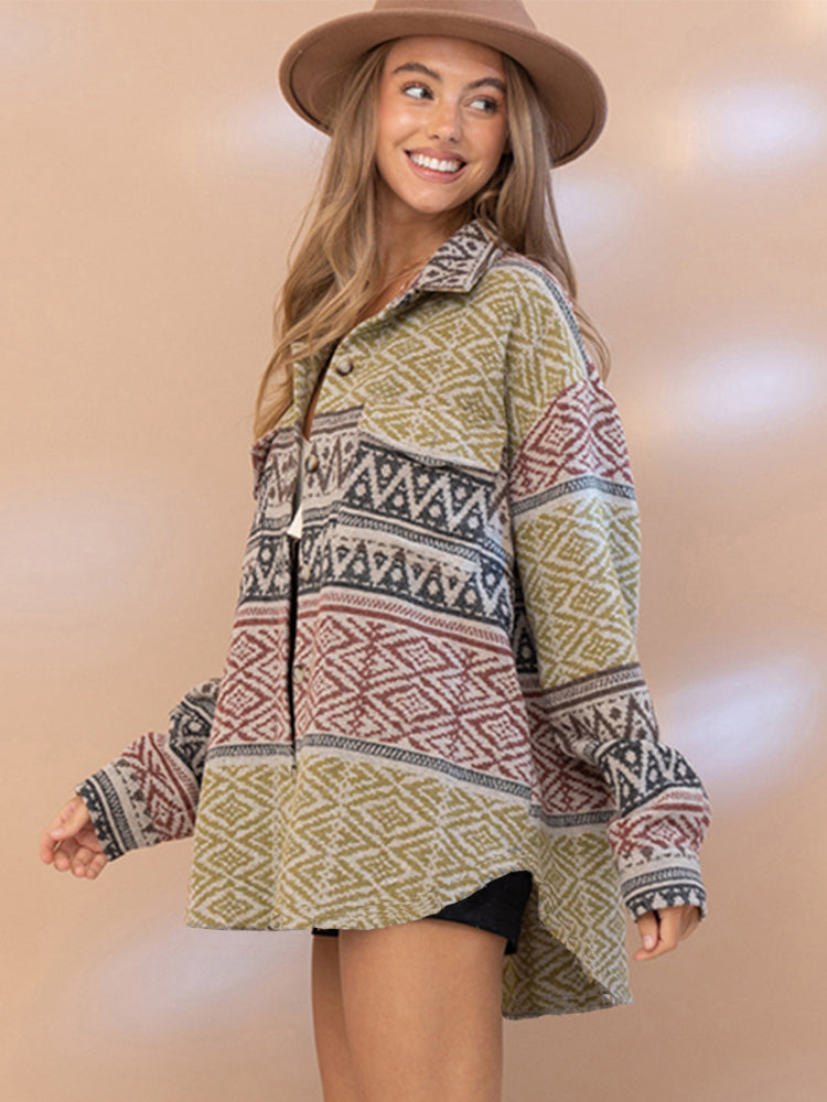 Women's Fashion Hot Selling Aztec Woolen Coat