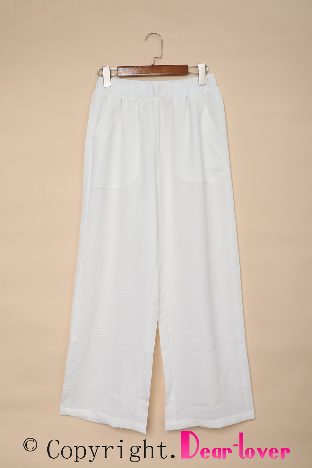 Elastic Waist Pocketed Wide Leg Pants