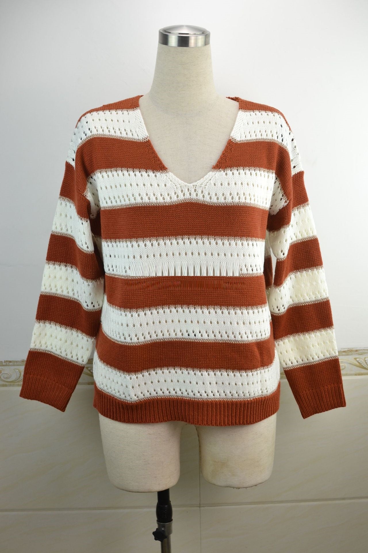 Women's Pullover Knitting Splicing Sweater