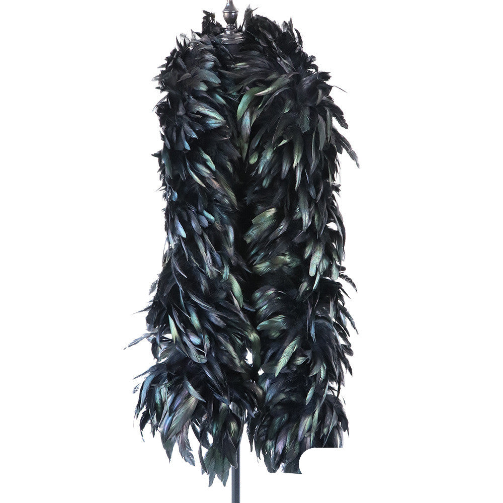 Purple Swimming Tops Catwalk Dress Up Colorful Chicken Feather Scarf Accessories Velvet Dance