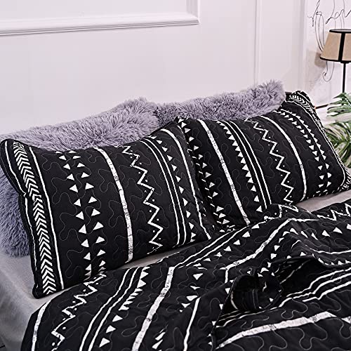 JANZAA Quilt Boho Quilt Set Boho Bedding Bedspreads Queen Size,3 PCS Bohemian Quilt Set with Geometric Printed for All Season(Two Pillow Cases)