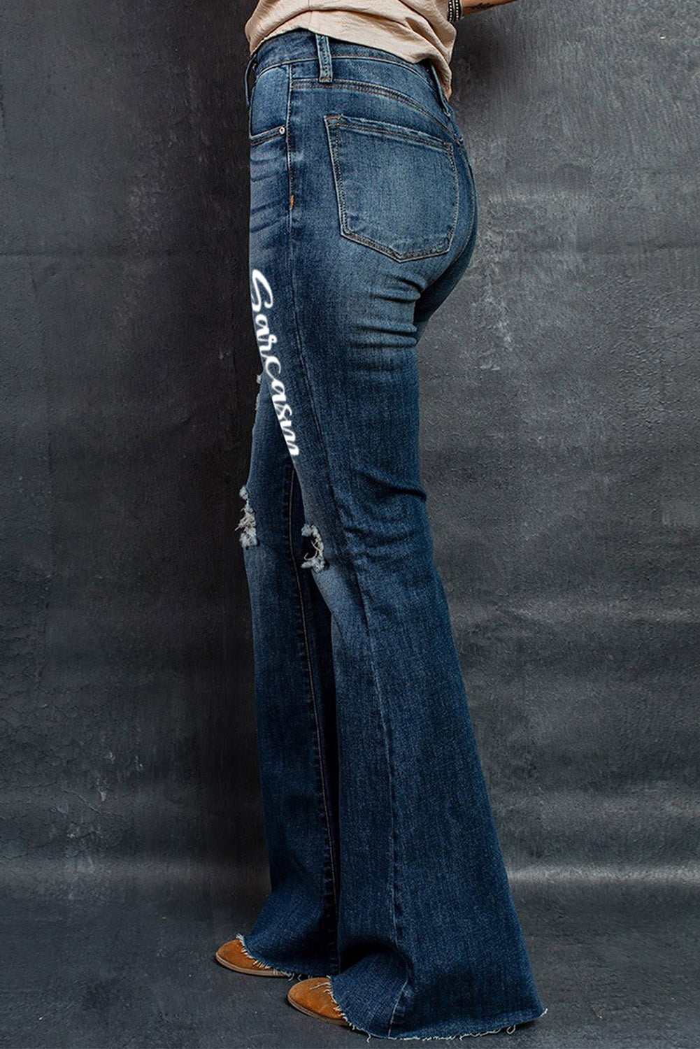 Dark Wash Mid Rise Flare Jeans