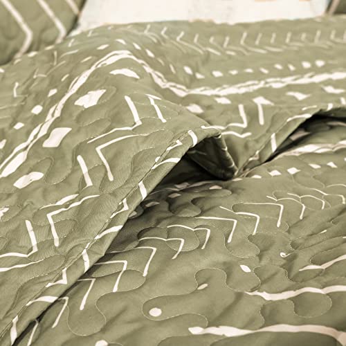 JANZAA Quilt Boho Quilt Set Boho Bedding Bedspreads Queen Size,3 PCS Bohemian Quilt Set with Geometric Printed for All Season(Two Pillow Cases)