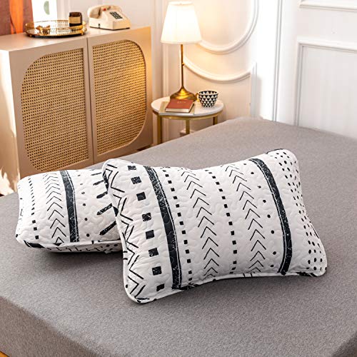 JANZAA Quilt Boho Quilt Set Boho Bedding Bedspreads Queen Size,3 PCS Bohemian Quilt Set with Geometric Printed for All Season(Two Pillow Cases)