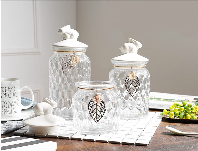 Crystal glass Nordic storage jar with lid