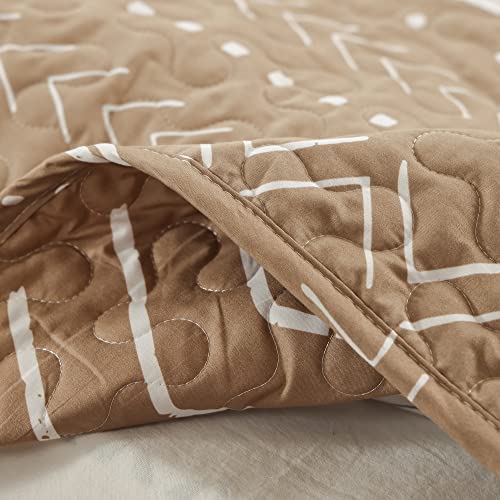 JANZAA Quilt Boho Quilt Set Boho Bedding Bedspreads Queen Size,3 PCS Bohemian Quilt Set with Geometric Printed for All Season(Two Pillow Cases)