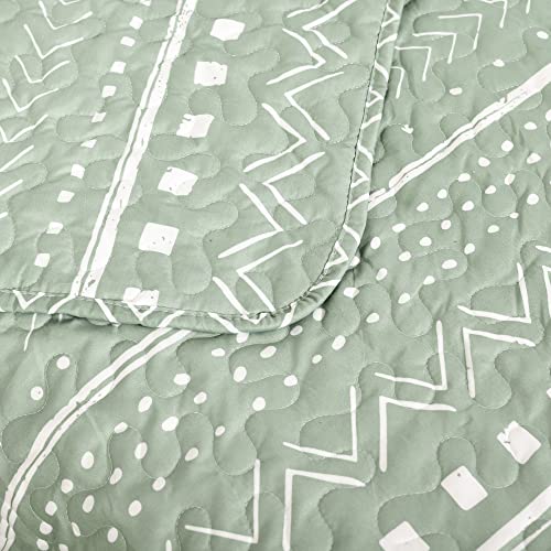 JANZAA Quilt Boho Quilt Set Boho Bedding Bedspreads Queen Size,3 PCS Bohemian Quilt Set with Geometric Printed for All Season(Two Pillow Cases)