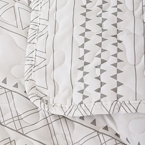 JANZAA Quilt Boho Quilt Set Boho Bedding Bedspreads Queen Size,3 PCS Bohemian Quilt Set with Geometric Printed for All Season(Two Pillow Cases)