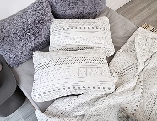 JANZAA Quilt Boho Quilt Set Boho Bedding Bedspreads Queen Size,3 PCS Bohemian Quilt Set with Geometric Printed for All Season(Two Pillow Cases)