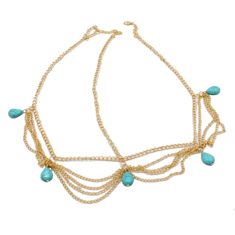 Bohemian Ethnic Style Turquoise Tassel Headband
