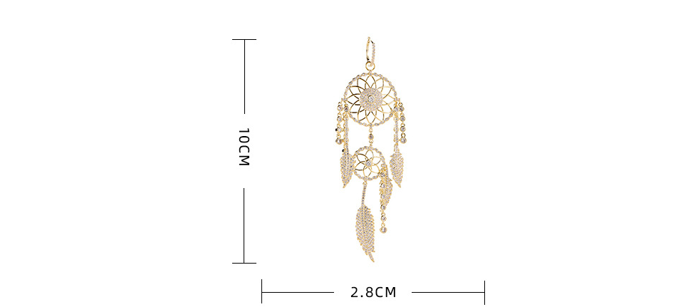 Women's dream catcher feather long earrings