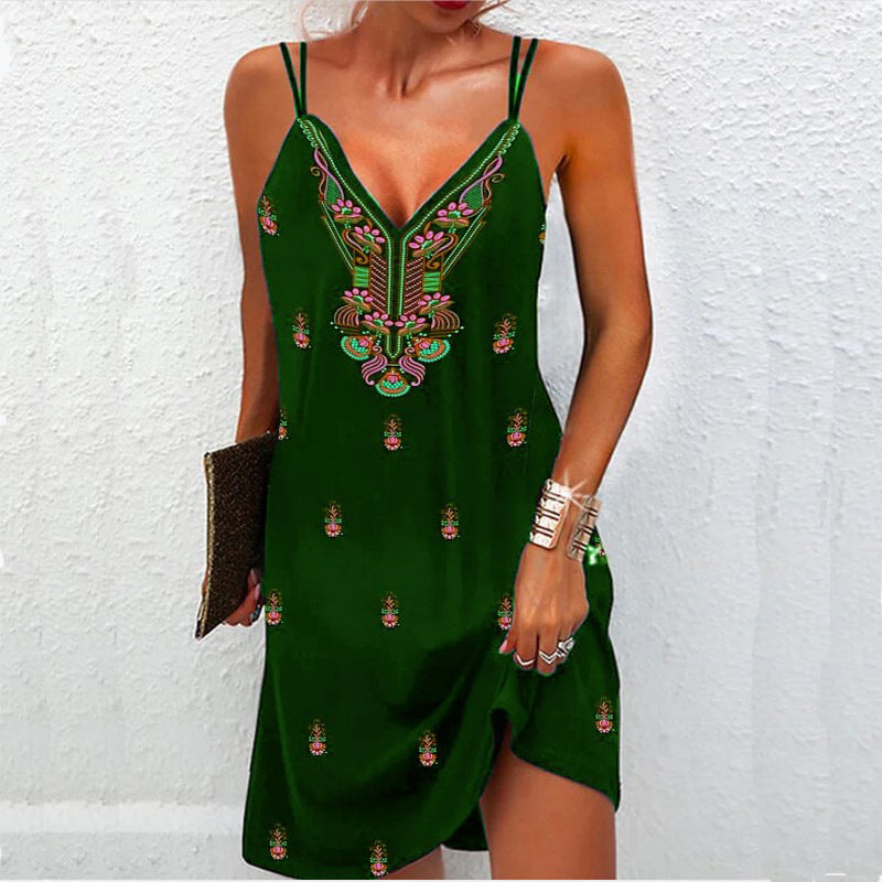 Women's Summer Boho V Neck Dress