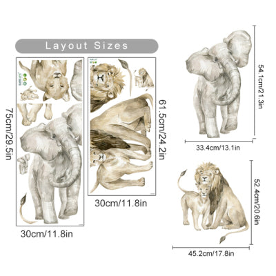 Boho Large African  Wild Animals Tropical Tree Wall Sticker