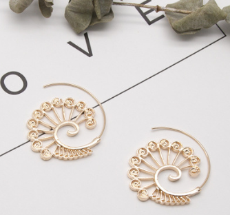 Ethnic Round Spiral Gear Earrings
