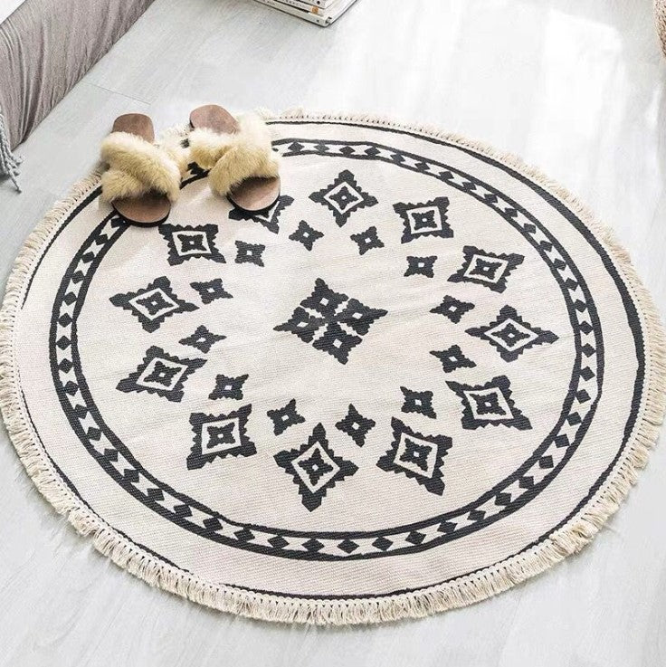 Nordic Cotton And Linen Round Carpet Retro Decoration