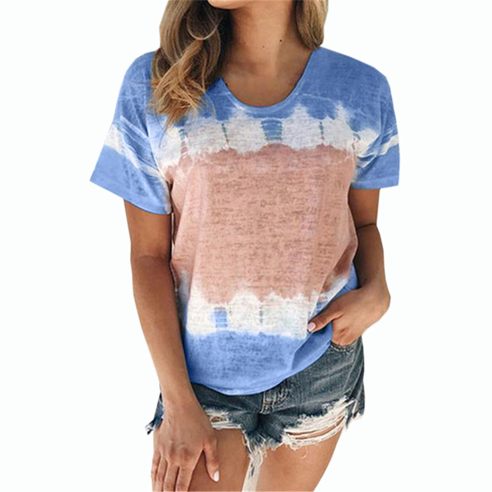 Loose round neck short sleeve printed T-Shirt Top