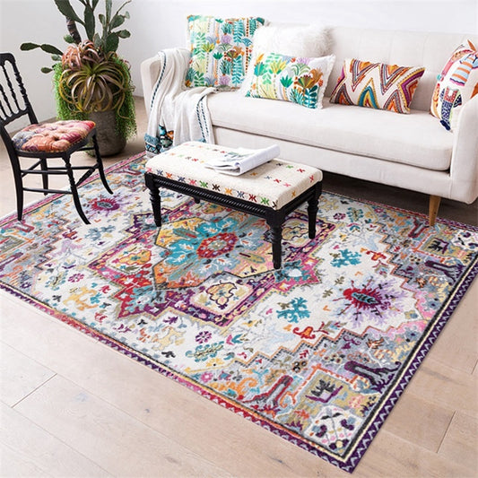 Ethnic wind flower mat