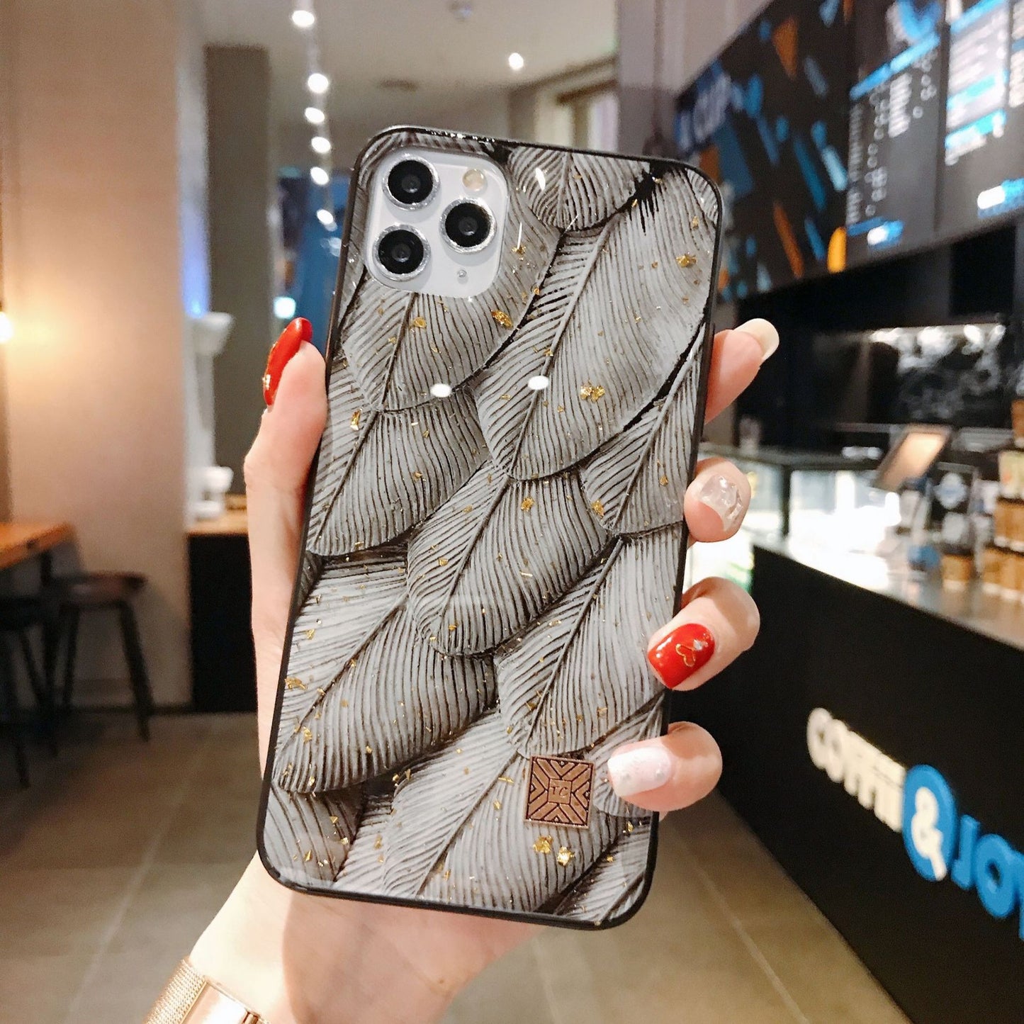 Frosty wind flamingo feather phone case