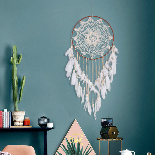 White Feather Dream Catcher Large Pendant Hand-woven Home Decoration