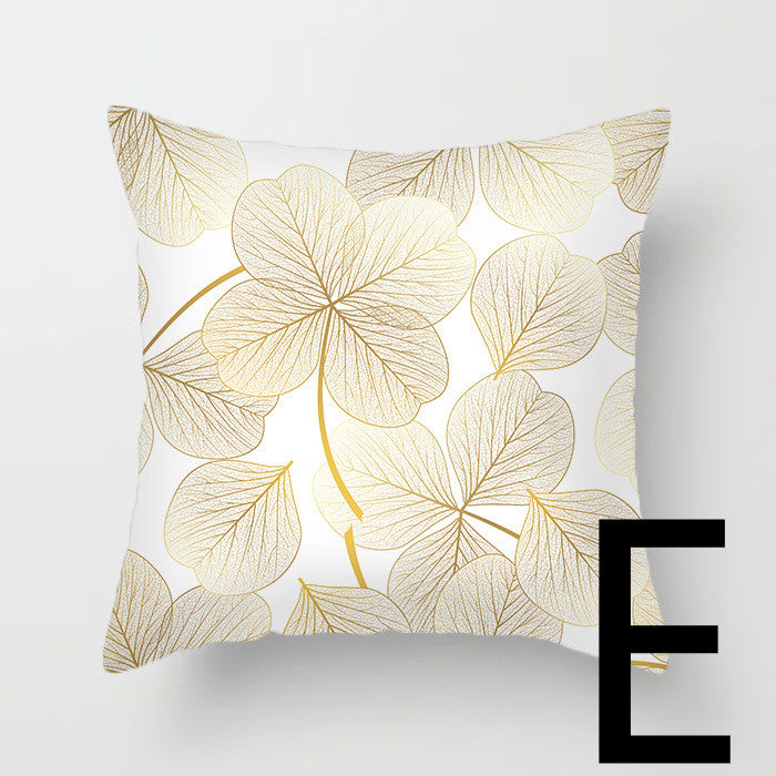 Sequined Pillowcase Leaf Flower Gold Flannel Bedside Backrest