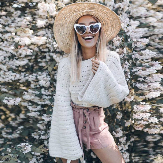 Flared sleeve casual sweater