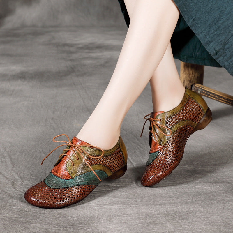 Ethnic style hollow lace-up shoes