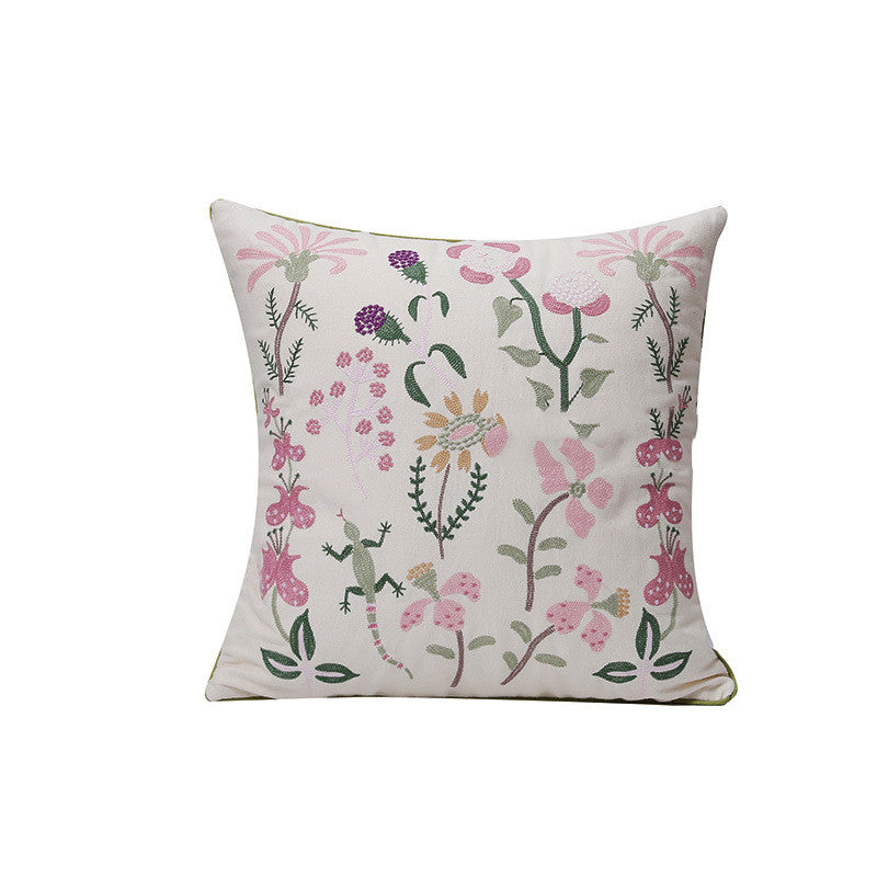 Home Embroidery Plants And Flowers Pillow