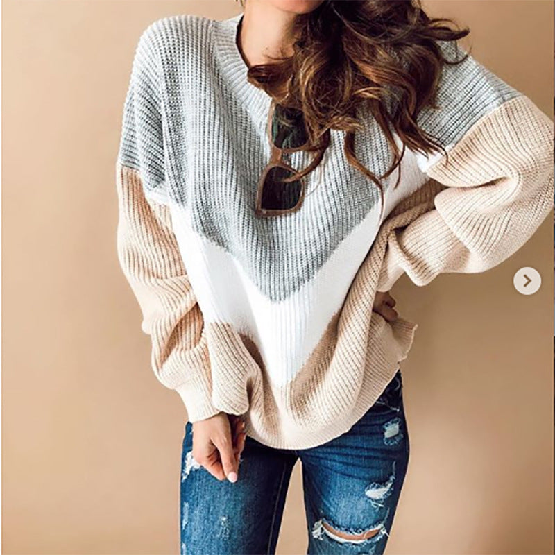 Women's contrast color sweater