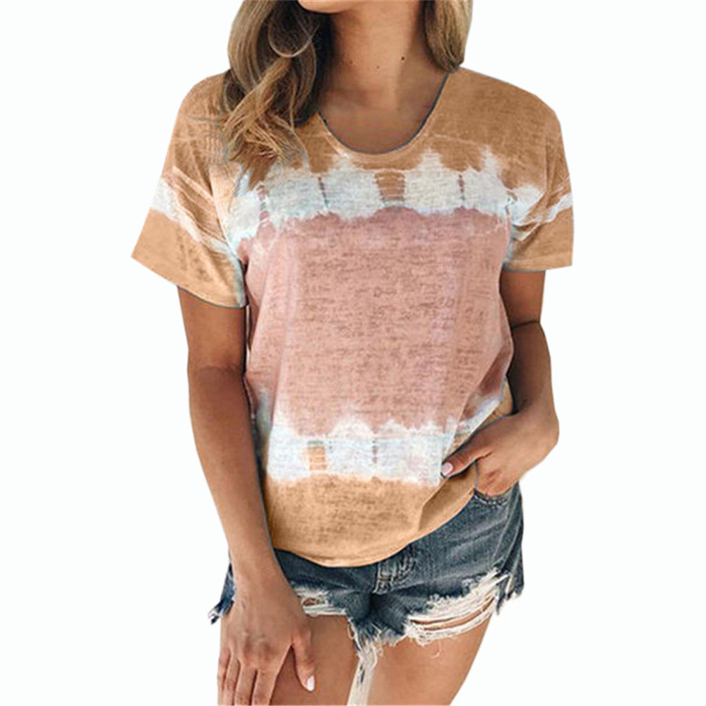 Loose round neck short sleeve printed T-Shirt Top
