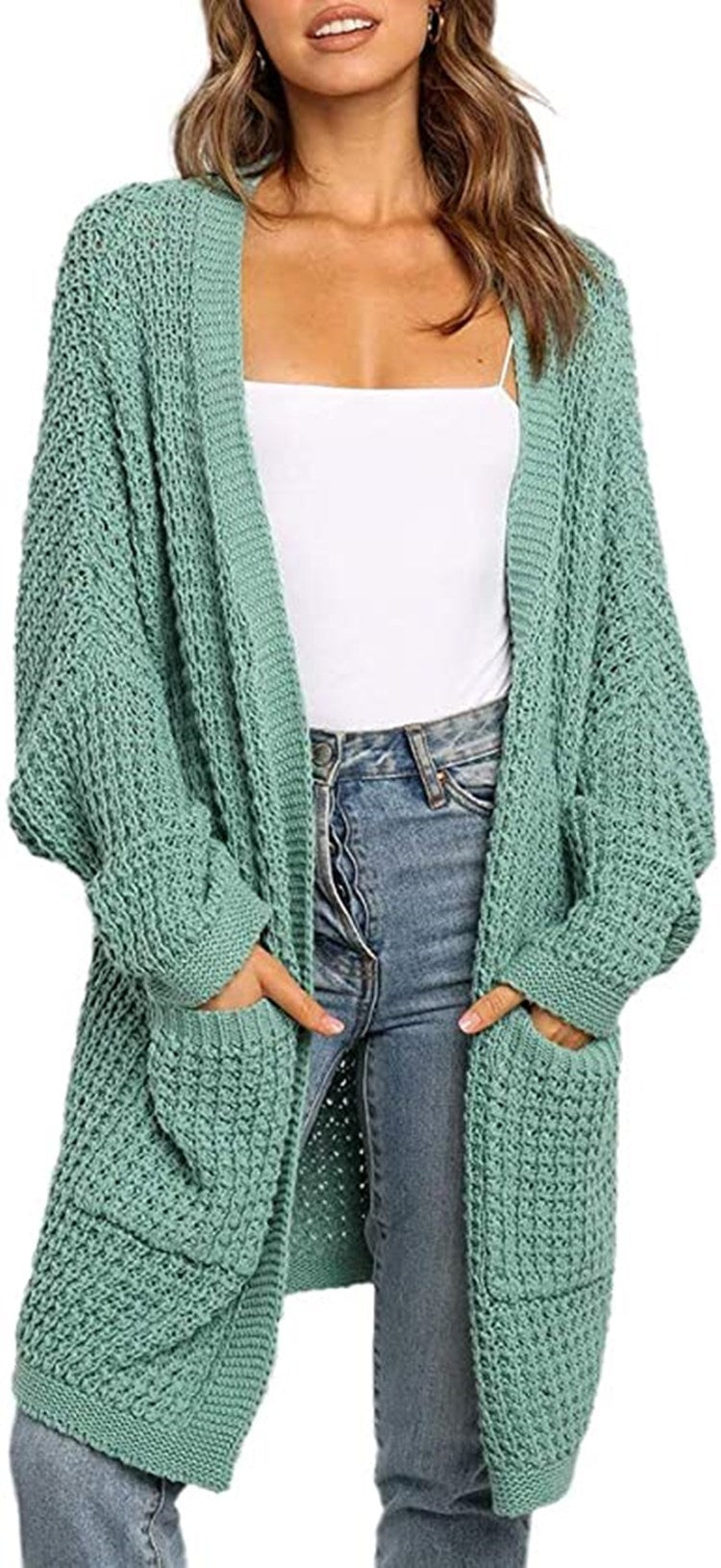 Women's solid color loose cardigan sweater