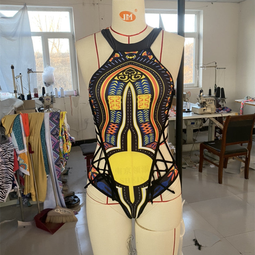 Women's Ethnic Print One-piece Swimsuit