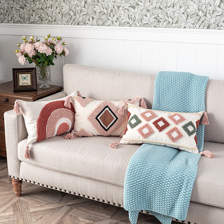 Geometric Shape Home Decoration Loop Velvet Pillowcase