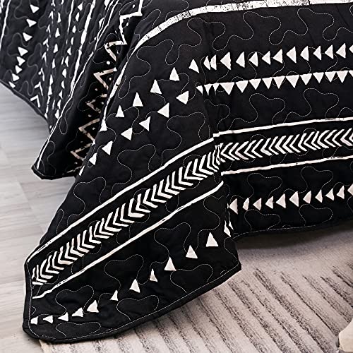 JANZAA Quilt Boho Quilt Set Boho Bedding Bedspreads Queen Size,3 PCS Bohemian Quilt Set with Geometric Printed for All Season(Two Pillow Cases)