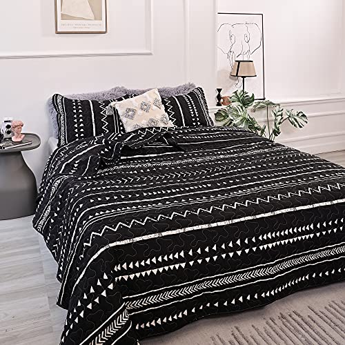 JANZAA Quilt Boho Quilt Set Boho Bedding Bedspreads Queen Size,3 PCS Bohemian Quilt Set with Geometric Printed for All Season(Two Pillow Cases)