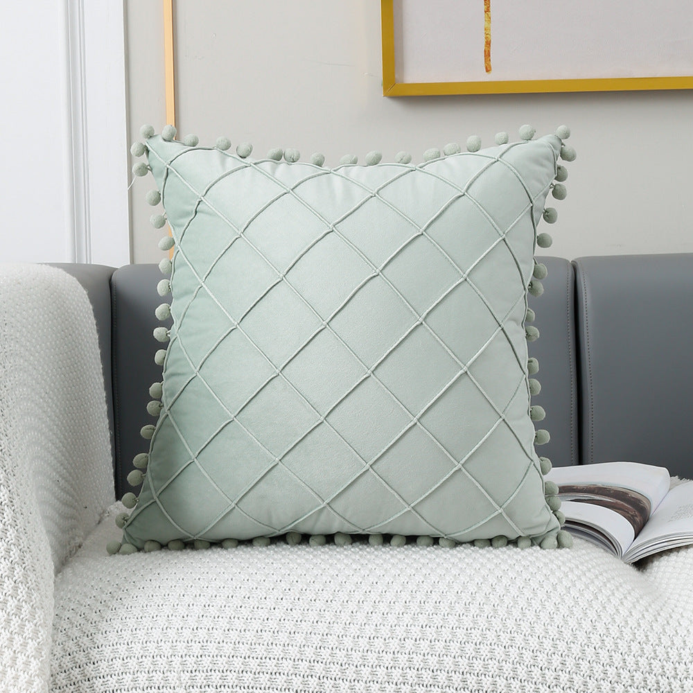 Pillow Case Dutch Plush Ball Plaid