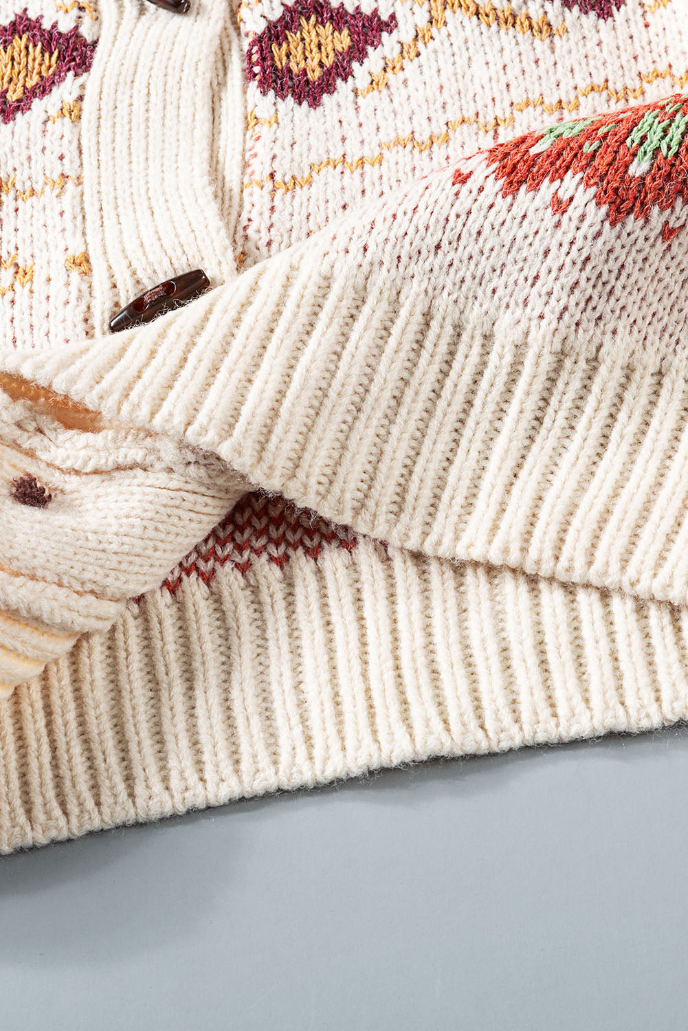 Multicolor Tribal Pattern V Neck Button Front Cardigan