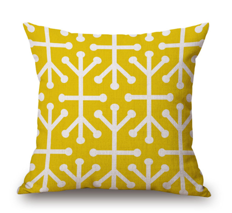 Nordic yellow green geometric print cushion cover
