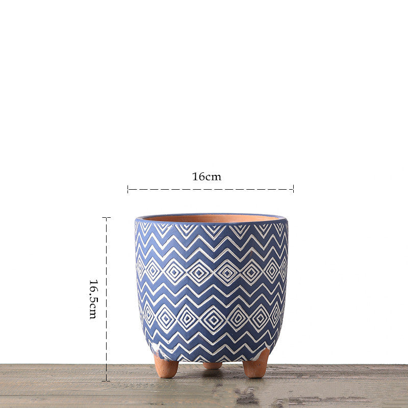 Nordic Style Geometric Pattern Ceramic Flower Pot