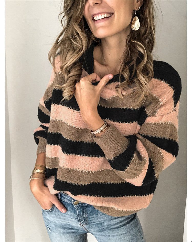 Inter-color stitching sweater