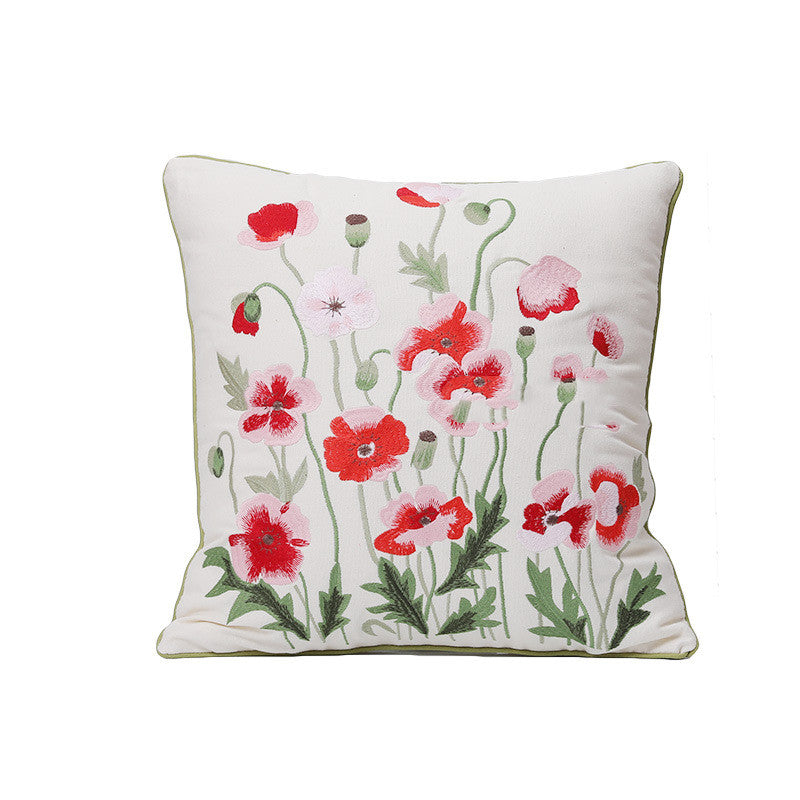 Home Embroidery Plants And Flowers Pillow