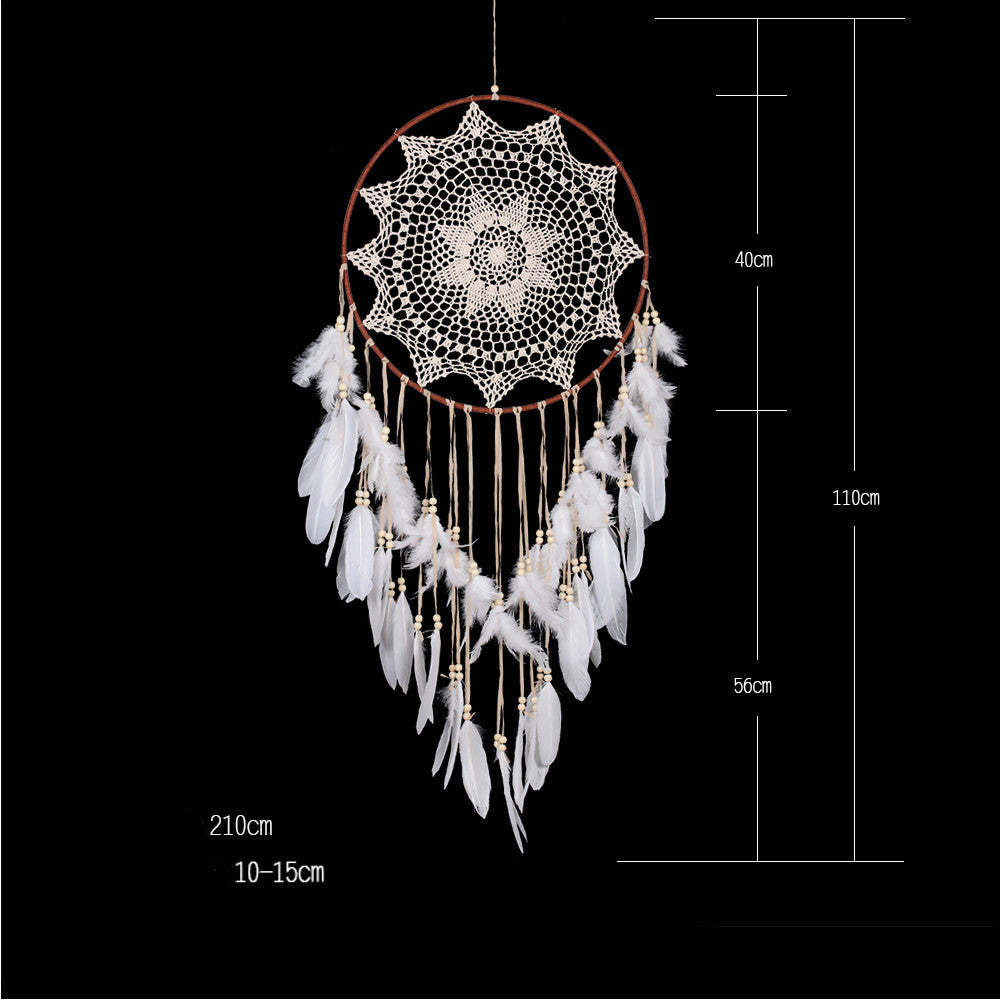 White Feather Dream Catcher Large Pendant Hand-woven Home Decoration
