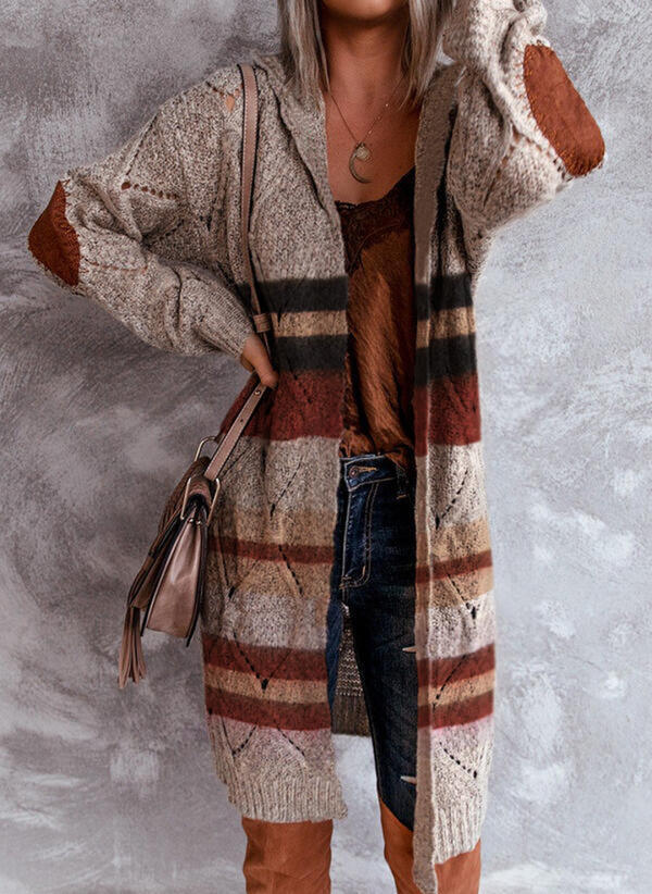 Color Block Sweater Long Sleeve Cardigan Sweater