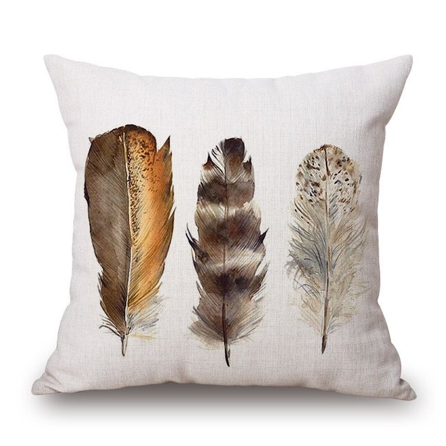 Watercolor Handmade Painting Feather Home Decoration Pillow Cover