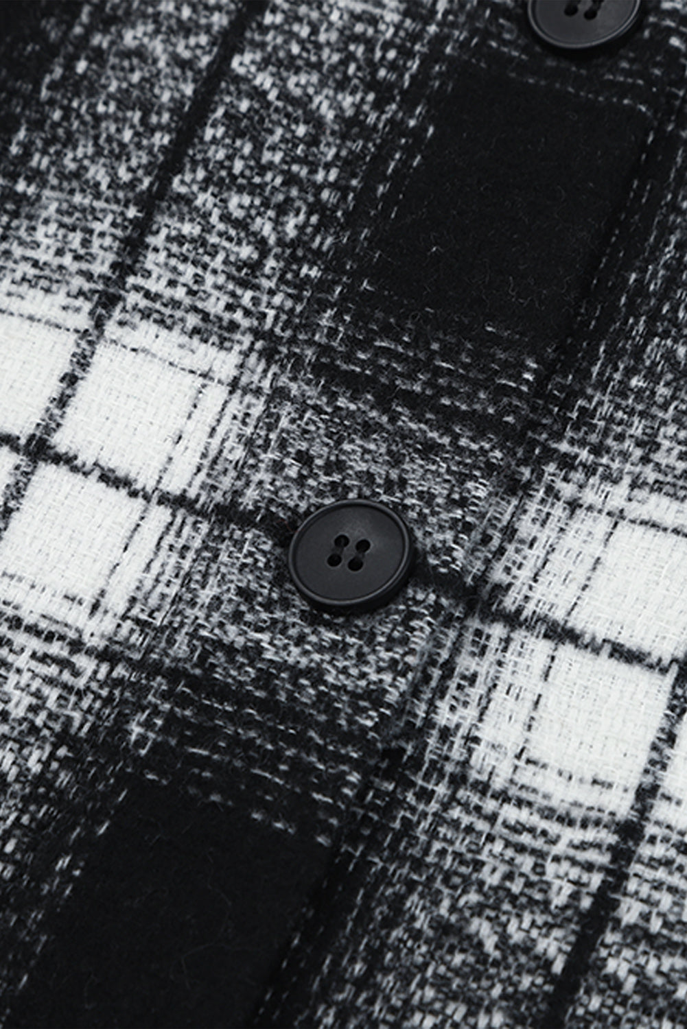 Plaid Print Buttoned Pocketed Long Sleeve Long Coat